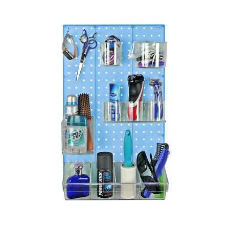 Azar Displays 12-Piece Blue Pegboard Organizer Kit with 1 Panel and Accessory 900942-BLU